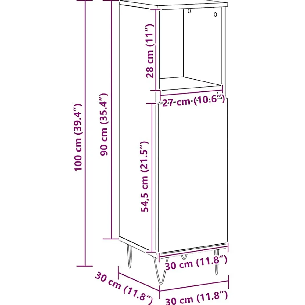 Vidaxl Armoire de salle de bain chêne artisanal 30x30x100 cm