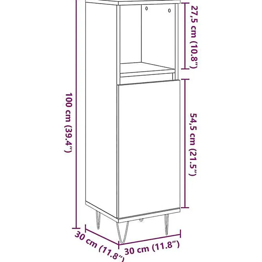 Vidaxl Armoire de salle de bain chêne artisanal 30x30x100 cm
