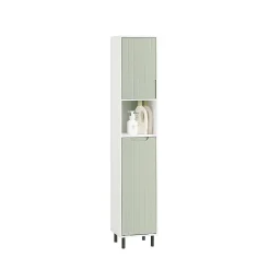 Meuble De Salle De Bains Faible Profondeur|Colonne De Salle De Bains|Sobuy Armoire de Salle de Bain, Meuble de Rangement avec Panier à Linge, BZR137-GR,