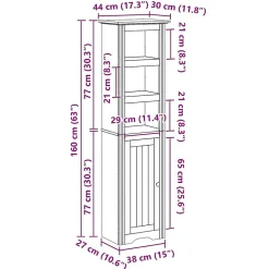 Meuble Wc|Vidaxl Armoire de salle de bain BODO blanc 44x30x160 cm