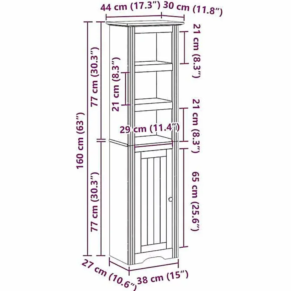 Meuble Wc|Vidaxl Armoire de salle de bain BODO blanc 44x30x160 cm