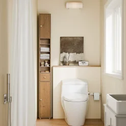 Colonne De Salle De Bains|Sobuy Armoire de Salle de Bain Étroite avec Tiroir et Étagères Réglables en Bois