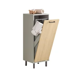 Sobuy Armoire de Salle de Bain, Armoire à Linge, Corbeille à Linge, BZR132-NG,