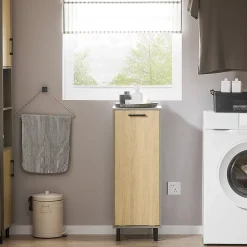 Sobuy Armoire de Salle de Bain, Armoire à Linge, Corbeille à Linge, BZR132-NG,