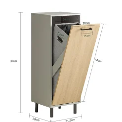 Sobuy Armoire de Salle de Bain, Armoire à Linge, Corbeille à Linge, BZR132-NG,