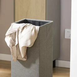 Sobuy Armoire de Salle de Bain, Armoire à Linge, Corbeille à Linge, BZR132-NG,