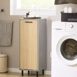 Sobuy Armoire de Salle de Bain, Armoire à Linge, Corbeille à Linge, BZR132-NG,