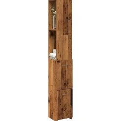 Meuble Wc|Vidaxl Armoire de salle de bain vieux bois 25x25x170cm bois ingénierie