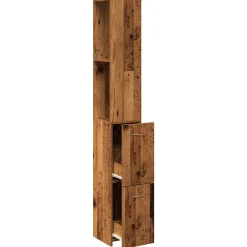 Meuble Wc|Vidaxl Armoire de salle de bain vieux bois 25x25x170cm bois ingénierie