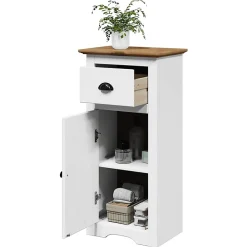 Meuble Wc|Vidaxl Armoire de salle de bain BODO blanc et marron 44x30x90 cm