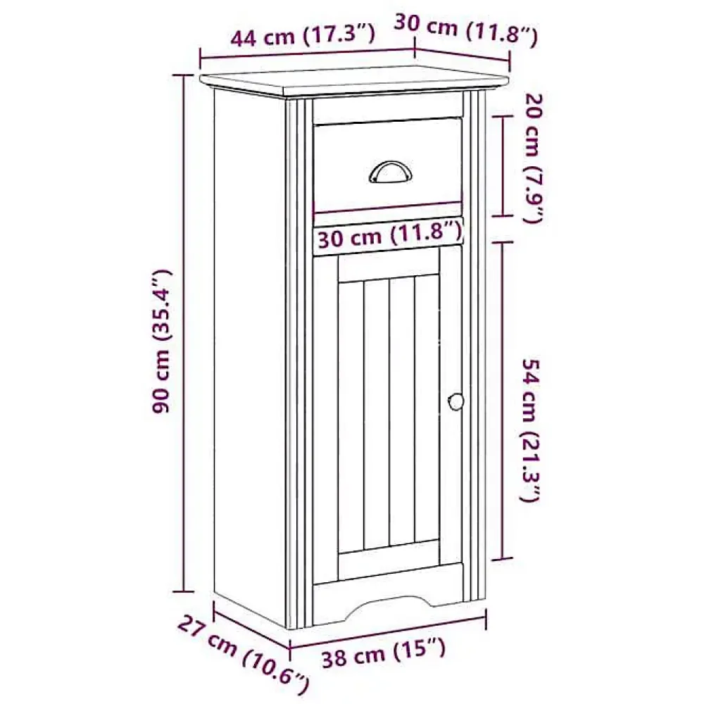 Meuble Wc|Vidaxl Armoire de salle de bain BODO blanc et marron 44x30x90 cm