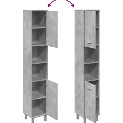 Vidaxl Armoire de salle de bain Gris béton 30x30x179 cm Aggloméré