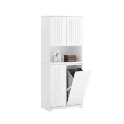 Armoire De Salle De Bains|Sobuy Armoire de Salle de Bain Sac à Linge, Portes, 2 Paniers à Linge, BZR150-W,