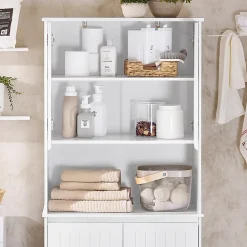 Armoire De Salle De Bains|Sobuy Armoire de Salle de Bain Sac à Linge, Portes, 2 Paniers à Linge, BZR150-W,