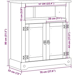 Meuble Wc|Vidaxl Armoire de salle de bain Corona 70x33x80 cm bois de pin massif