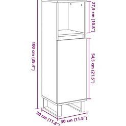 Meuble Wc|Vidaxl Armoire de salle de bain gris béton 30x30x100 cm