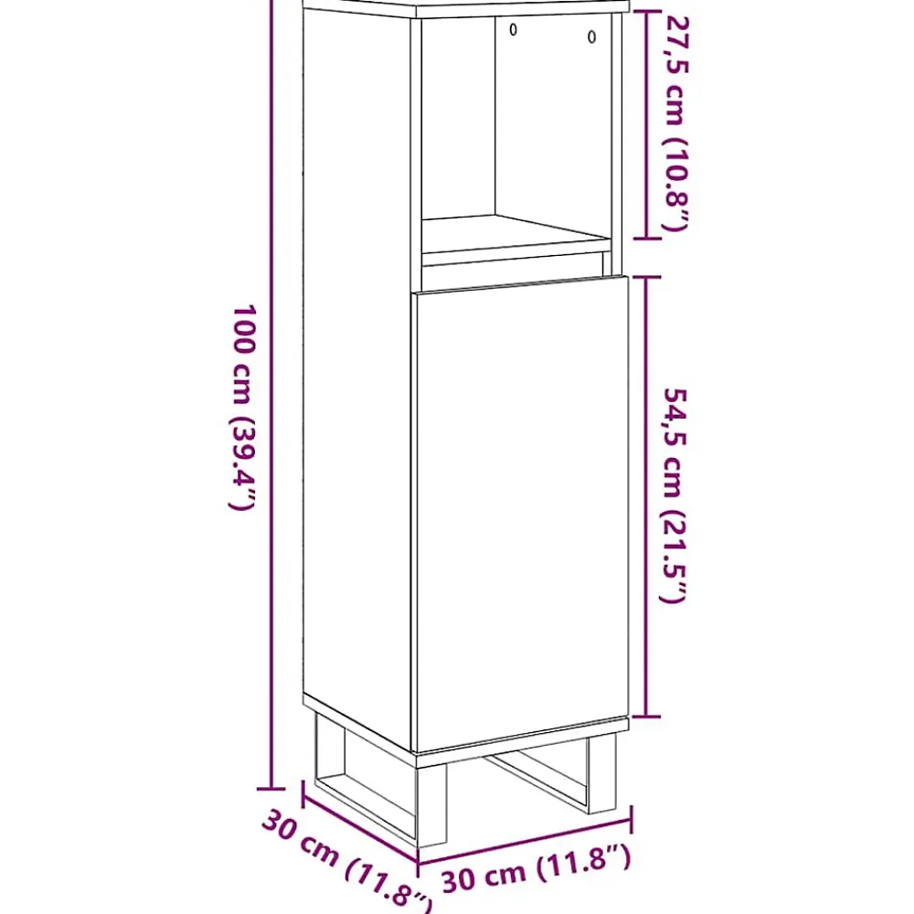 Meuble Wc|Vidaxl Armoire de salle de bain gris béton 30x30x100 cm