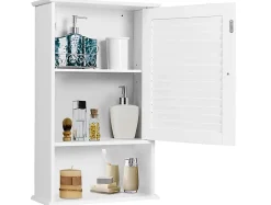 Armoire De Salle De Bains|Meuble De Salle De Bains Faible Profondeur|Giantex Armoire de Salle de Bain Mural Etagere Reglable en Hauteur Blanc
