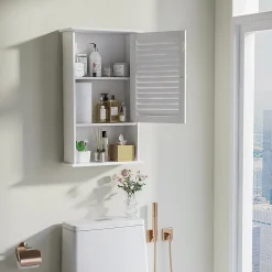 Armoire De Salle De Bains|Meuble De Salle De Bains Faible Profondeur|Giantex Armoire de Salle de Bain Mural Etagere Reglable en Hauteur Blanc