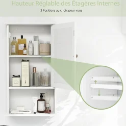 Armoire De Salle De Bains|Meuble De Salle De Bains Faible Profondeur|Giantex Armoire de Salle de Bain Mural Etagere Reglable en Hauteur Blanc