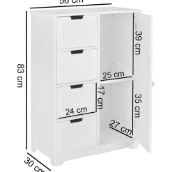 Finebuy Armoire de Salle de Bain 56x83x30 cm Commode avec Tiroir et Porte Blanc