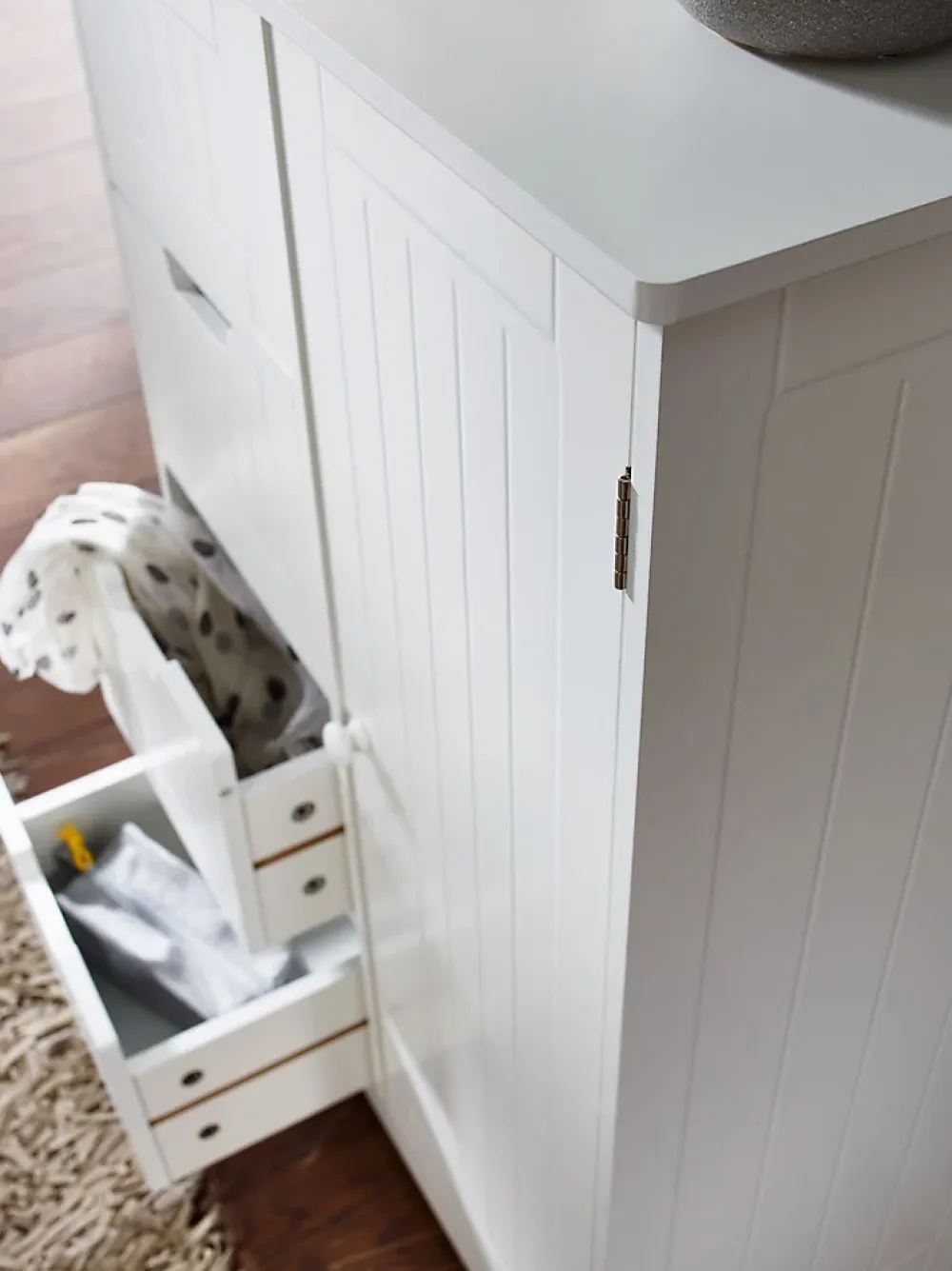 Finebuy Armoire de Salle de Bain 56x83x30 cm Commode avec Tiroir et Porte Blanc