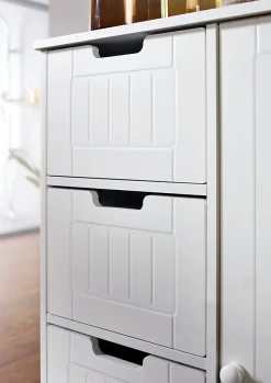 Finebuy Armoire de Salle de Bain 56x83x30 cm Commode avec Tiroir et Porte Blanc