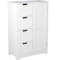 Finebuy Armoire de Salle de Bain 56x83x30 cm Commode avec Tiroir et Porte Blanc
