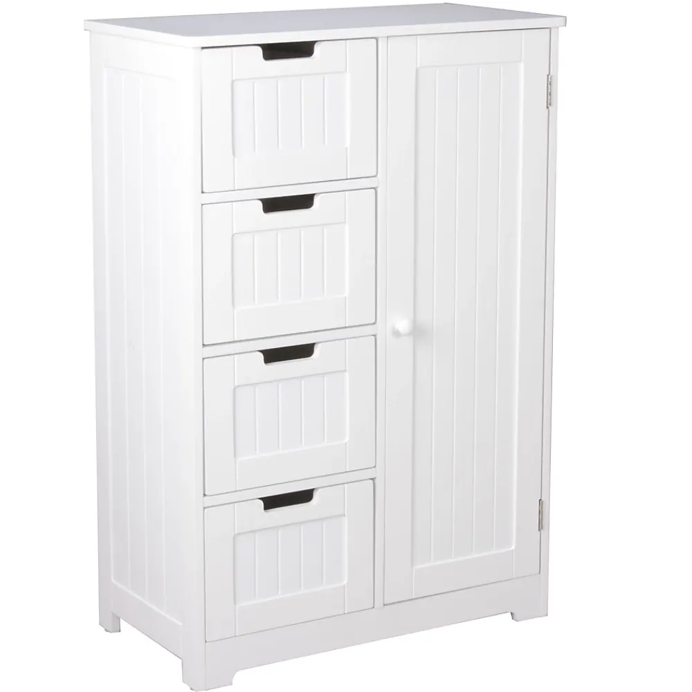 Finebuy Armoire de Salle de Bain 56x83x30 cm Commode avec Tiroir et Porte Blanc