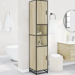 Vidaxl Armoire de salle de bain chêne sonoma bois d'ingénierie métal
