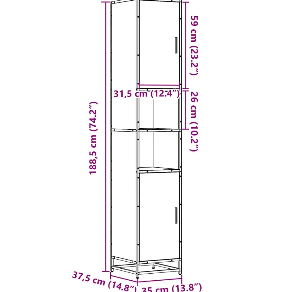 Vidaxl Armoire de salle de bain chêne sonoma bois d'ingénierie métal