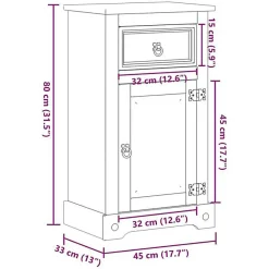 Vidaxl Armoire de salle de bain Corona 45x33x80 cm bois de pin massif