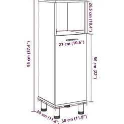 Vidaxl Armoire de salle de bain Gris béton 30x30x95 cm Aggloméré