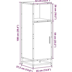 Meuble Wc|Vidaxl Armoire de salle de bain sonoma gris 35x37,5x100 cm