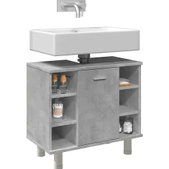 Meuble Wc|Vidaxl Armoire de salle de bain Gris béton 60x32x53,5 cm Aggloméré