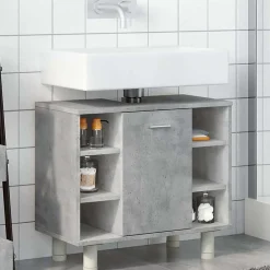 Meuble Wc|Vidaxl Armoire de salle de bain Gris béton 60x32x53,5 cm Aggloméré