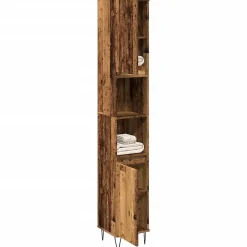 Vidaxl Armoire de salle de bain vieux bois 30x30x190cm bois ingénierie