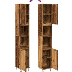 Vidaxl Armoire de salle de bain vieux bois 30x30x190cm bois ingénierie