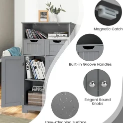 Giantex Armoire de Salle de Bain sur Pied avec Planche Mobile et 2 Tiroirs Reglables 60 X 30 X 109CM