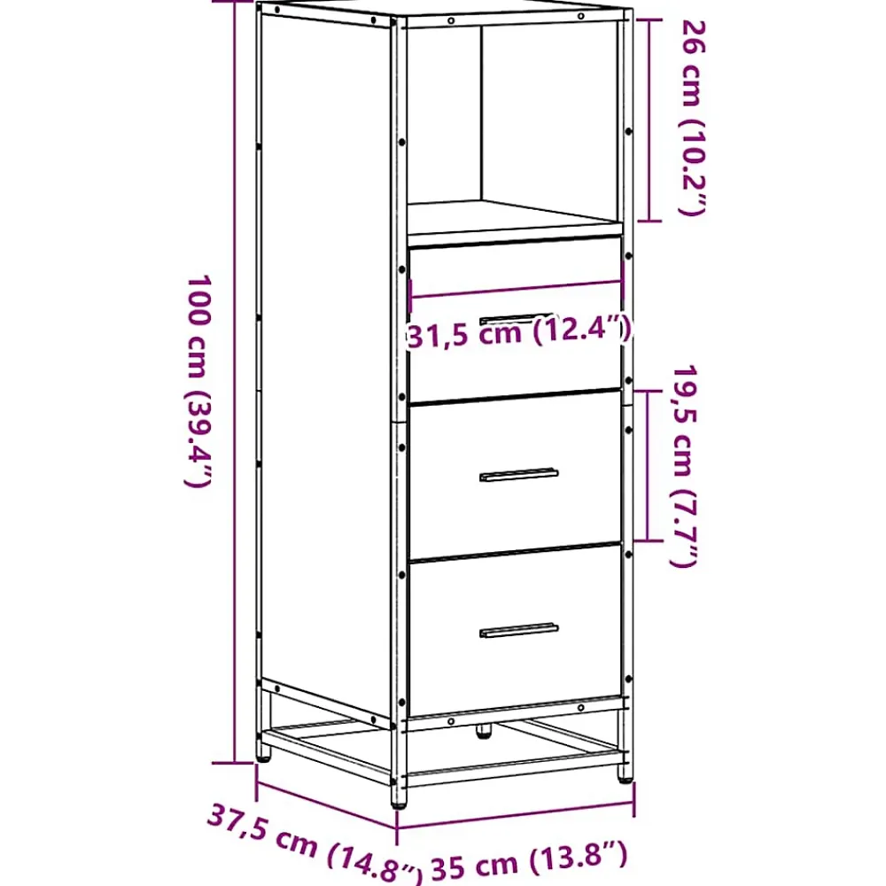 Vidaxl Armoire de salle de bain sonoma gris 35x37,5x100 cm