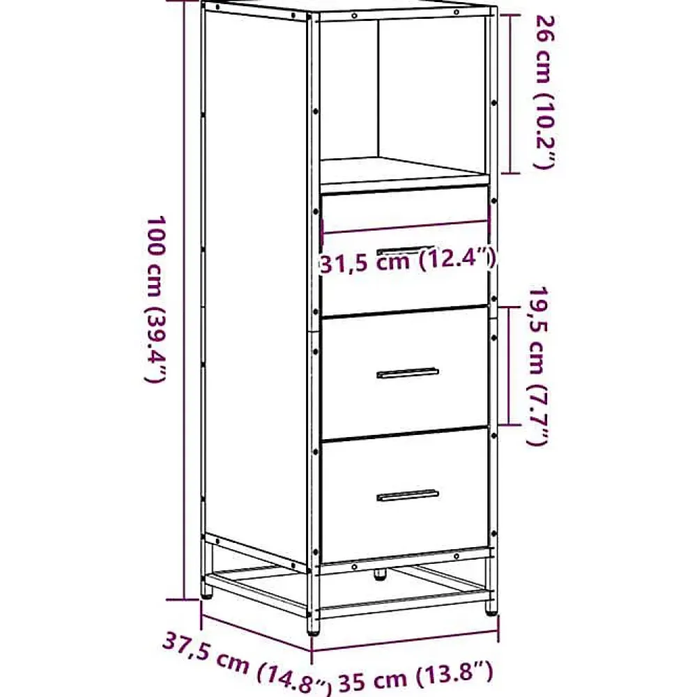 Vidaxl Armoire de salle de bain sonoma gris 35x37,5x100 cm