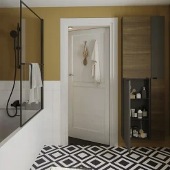 Colonne De Salle De Bains|Meuble De Salle De Bains Faible Profondeur|GoodHome Armoire de salle de bains noir mat l.40 x H.90 x P.36 cm, Imandra