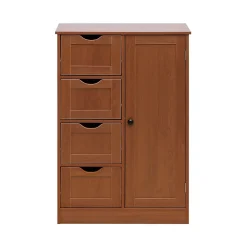 Meuble De Salle De Bains Faible Profondeur|Mobili Rebecca Armoire de Salle de Bains 4 Tiroirs 1 Porte en MDF Marron Rebecca Mobili