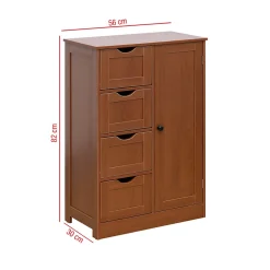 Meuble De Salle De Bains Faible Profondeur|Mobili Rebecca Armoire de Salle de Bains 4 Tiroirs 1 Porte en MDF Marron Rebecca Mobili
