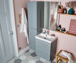 GoodHome Armoire de salle de bains gris brillant l.40 x H.90 x P.36 cm, Imandra