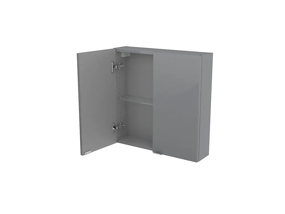 GoodHome Armoire de salle de bains faible profondeur gris brillant l.60 x H.60 x P.15 cm, Imandra