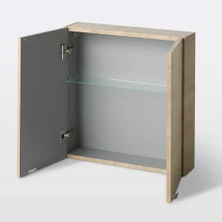 Meuble Wc|Armoire De Salle De Bains|GoodHome Armoire de salle de bains faible profondeur effet chêne l.60 x H.60 x P.15 cm, Imandra