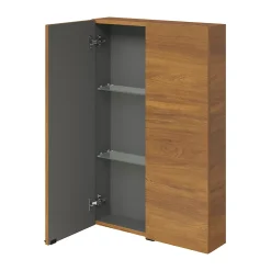 Meuble Wc|Armoire De Salle De Bains|GoodHome Armoire de salle de bains faible profondeur effet noyer l.60 x H.90 x P.15 cm, Imandra