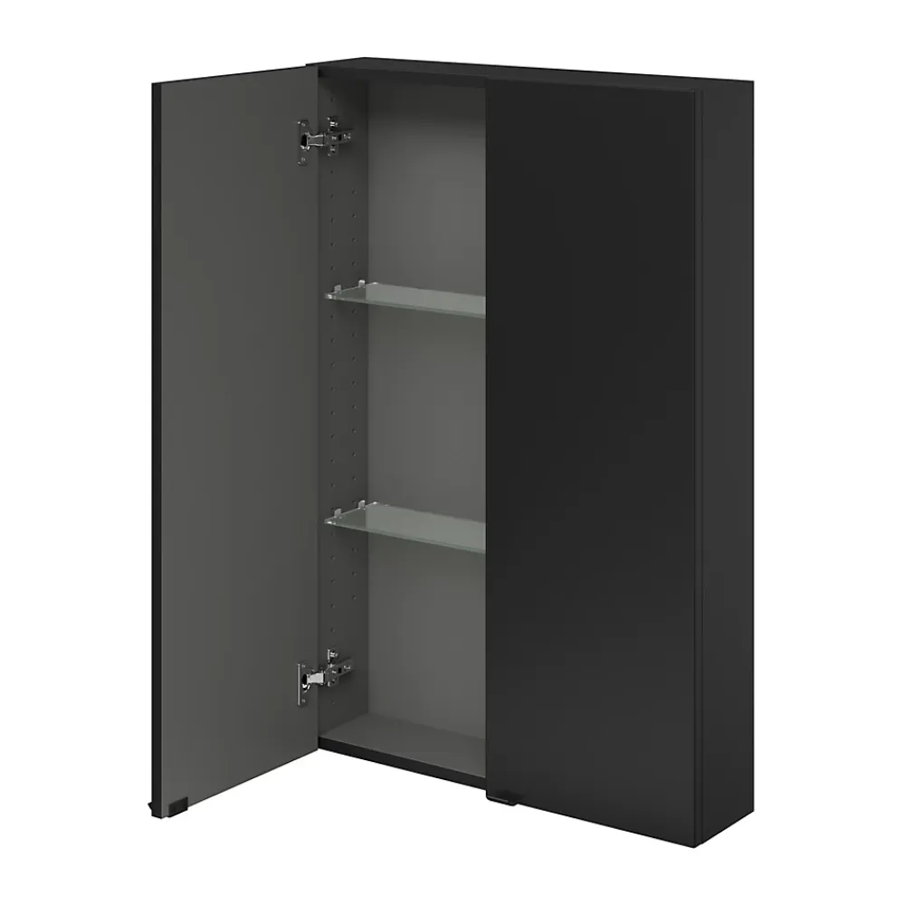GoodHome Armoire de salle de bains faible profondeur noir mat l.60 x H.90 x P.15 cm, Imandra