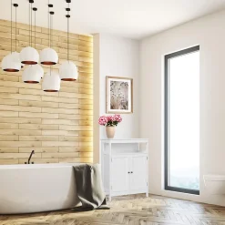Mobili Rebecca Armoire de Salle de Bains 2 Portes et étagère MDF Blanc Rebecca Mobili